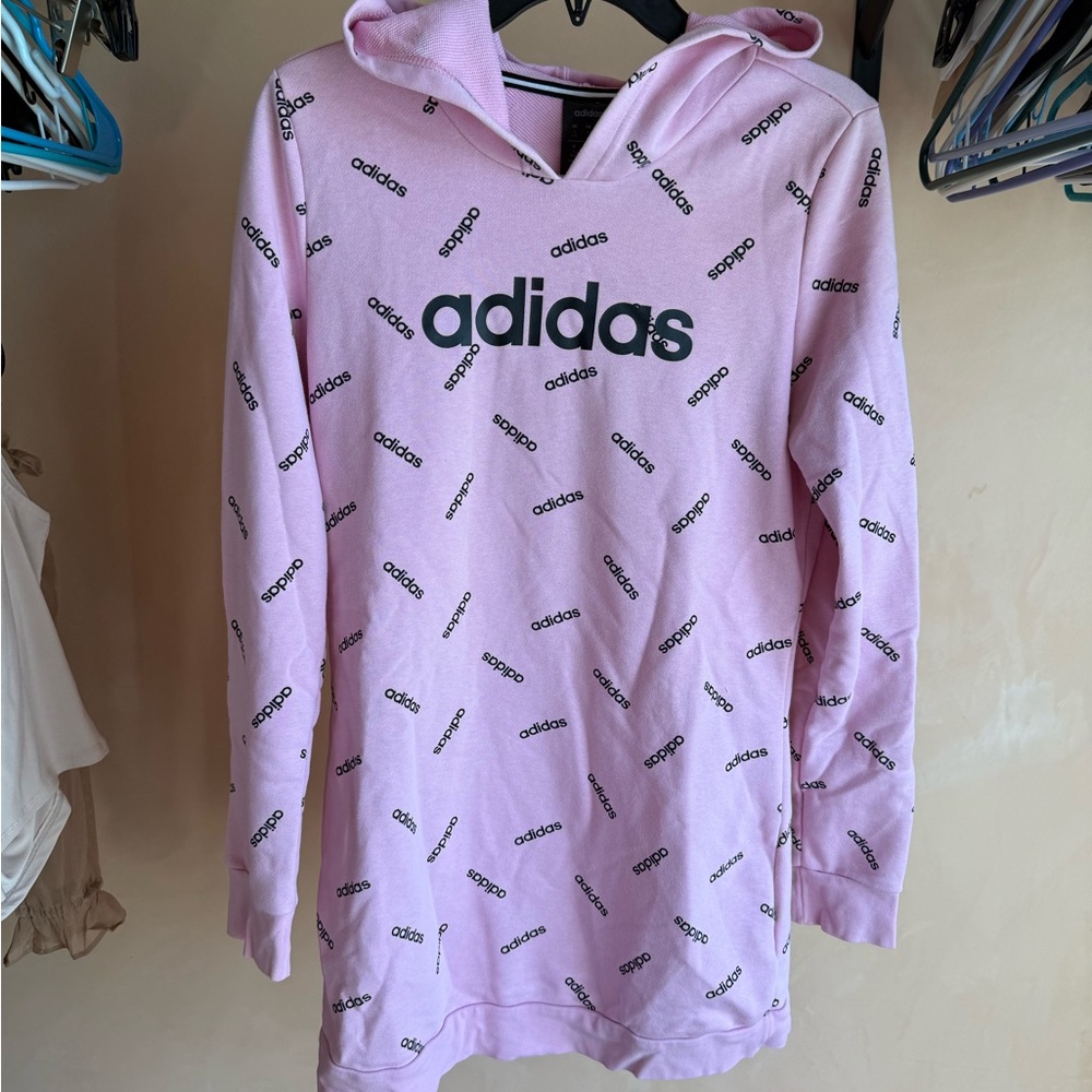 Adidas Light Pink Logo Hoodie Dress
